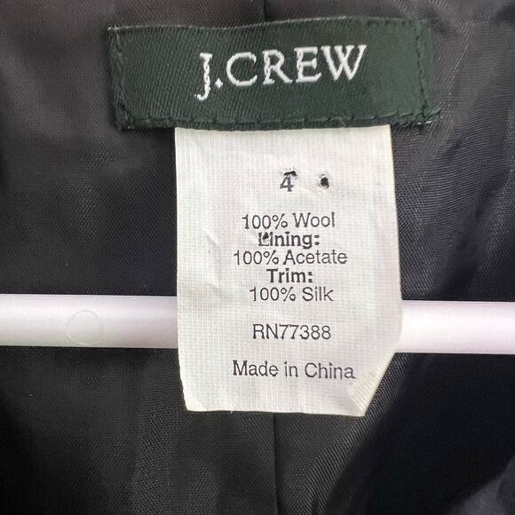 J Crew Womens Chimera Blazer Wool Silk Ruffle Trim Charcoal Gray Sz 4 office - Picture 7 of 13
